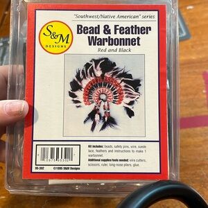Rare VTG Bead & Feather Warbonnet KIT-southwest/Native American-1996 S&M Designs